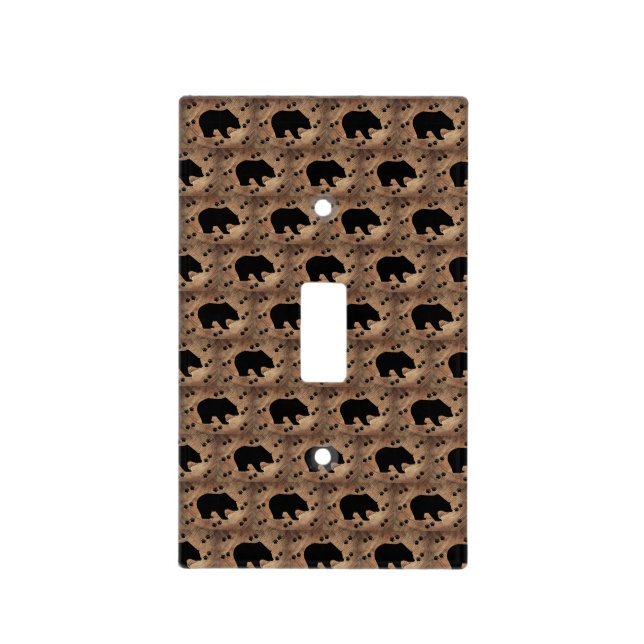 Black Bear And Bear Paws Light Switch Cover (Front)