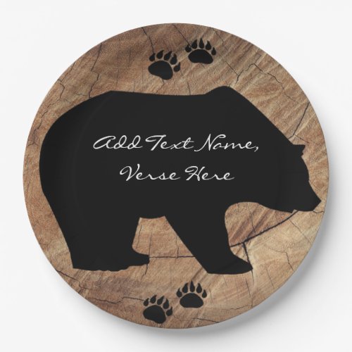 Black Bear And Bear Paws Paper Plates