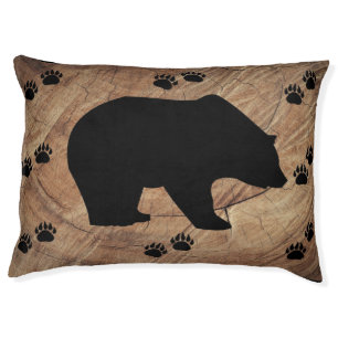 Black Bear And Bear Paws Pet Bed
