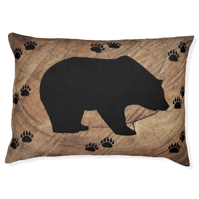 Black Bear And Bear Paws Pet Bed (Front)