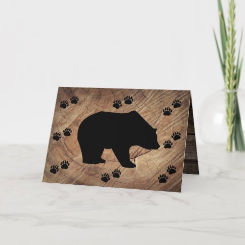 Black Bear And Bear Paws Thank You Card