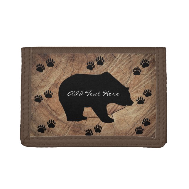 Black Bear And Bear Paws Trifold Wallet (Front)
