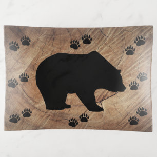 Black Bear And Bear Paws Trinket Tray