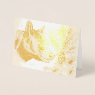 Black Bear and Christmas Tree Foil Card