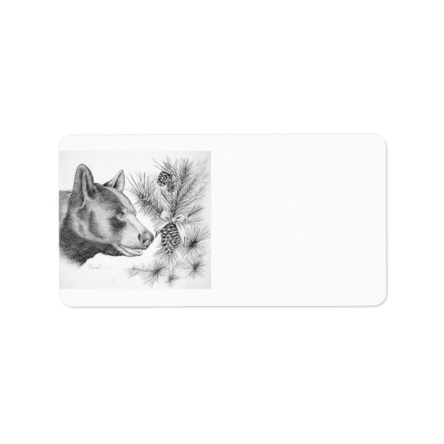 Black Bear and Christmas Tree Label (Front)