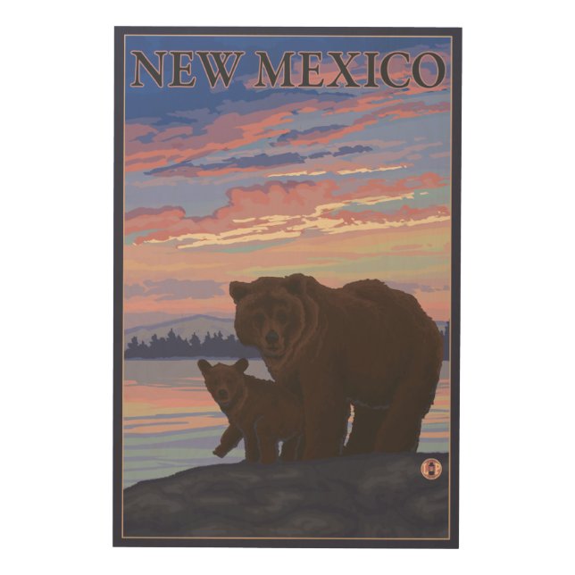 Black Bear and CubNew Mexico Wood Wall Decor (Front)