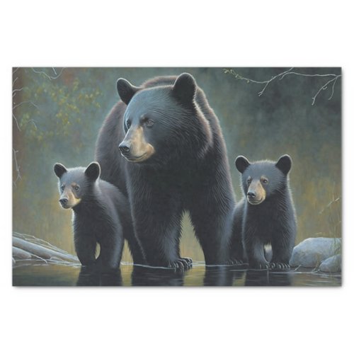 Black Bear and Cubs  Tissue Paper