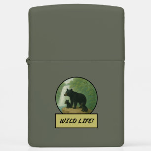 Black Bear and Cubs Zippo Lighter