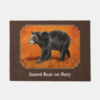 Black Bear Autumn Earth Brown Doormat