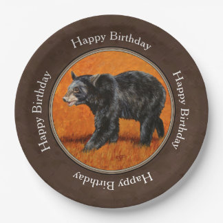 Black Bear Autumn Earth Brown Paper Plates