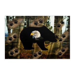 Black Bear Bald Eagle Bear Paw Prints Wilderness Acrylic Print