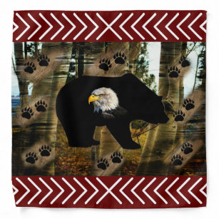 Black Bear Bald Eagle Bear Paw Prints Wilderness Bandana