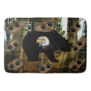 Black Bear Bald Eagle Bear Paw Prints Wilderness Bath Mat