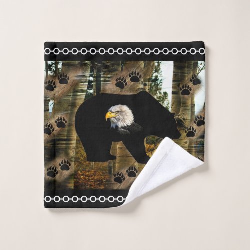 Black Bear Bald Eagle Bear Paw Prints Wilderness Bath Towel Set