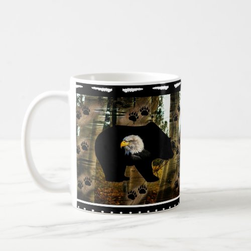 Black Bear Bald Eagle Bear Paw Prints Wilderness Coffee Mug