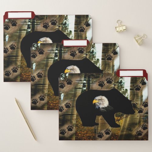 Black Bear Bald Eagle Bear Paw Prints Wilderness File Folder