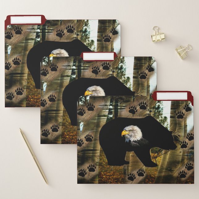 Black Bear Bald Eagle Bear Paw Prints Wilderness File Folder (Set)