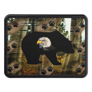 Black Bear Bald Eagle Bear Paw Prints Wilderness Hitch Cover