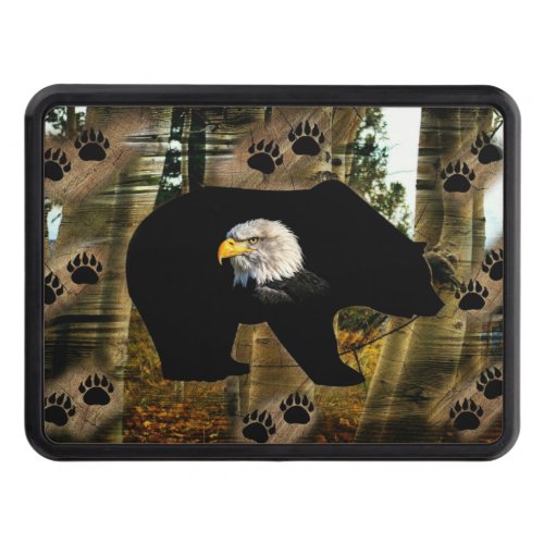 Black Bear Bald Eagle Bear Paw Prints Wilderness Hitch Cover