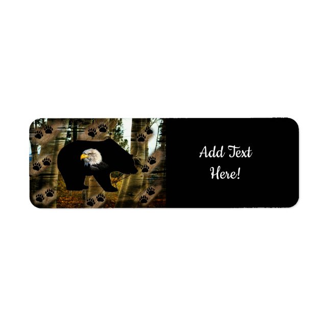 Black Bear Bald Eagle Bear Paw Prints Wilderness Label (Front)
