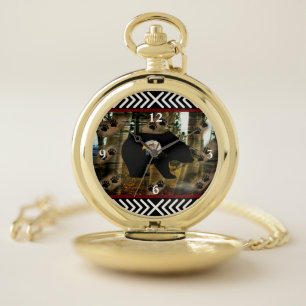 Black Bear Bald Eagle Bear Paw Prints Wilderness Pocket Watch