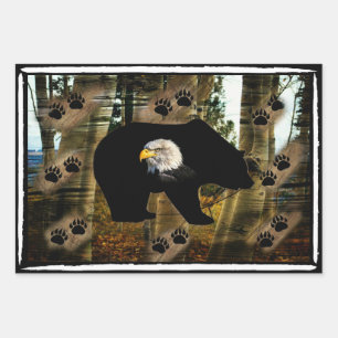 Black Bear Bald Eagle Bear Paw Prints Wilderness Wrapping Paper Sheets