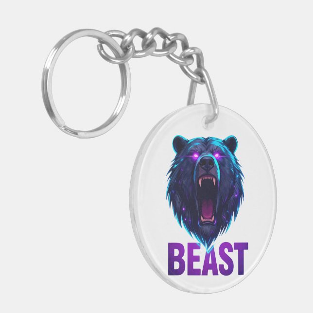Black Bear 'BEAST' - Bold Aesthetic Keychain (Front Left)