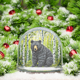 Black Bear Birch Forest Wildlife Aesthetic Gift ❄️ Snow Globe