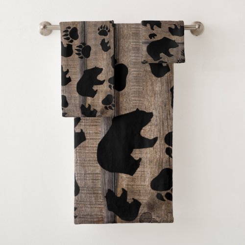 Black Bear Black Bear Paws Bath Towel Set