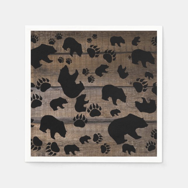 Black Bear Black Bear Paws Napkins (Front)
