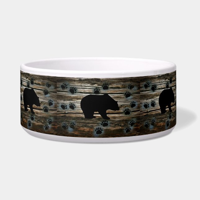 Black Bear Black Bear Paws Rustic Wood Bowl (Front)