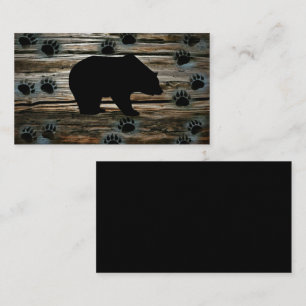Black Bear Black Bear Paws Rustic Wood Business Card