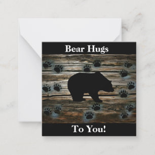 Black Bear Black Bear Paws Rustic Wood Note Card