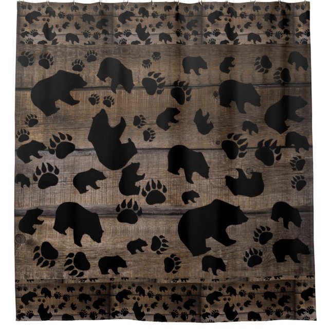Black Bear Black Bear Paws Shower Curtain (Front)