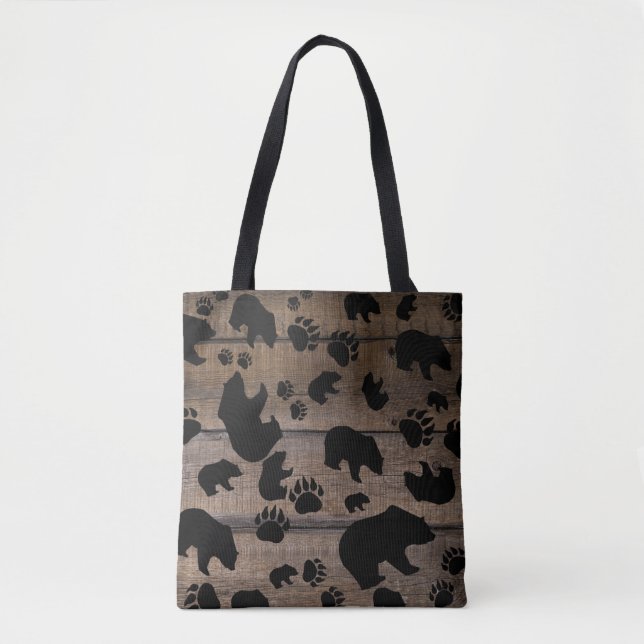 Black Bear Black Bear Paws Tote Bag (Front)