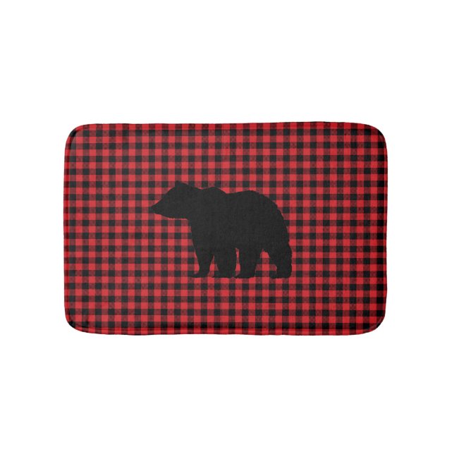 Black Bear Buffalo Check Bath Mat (Front)