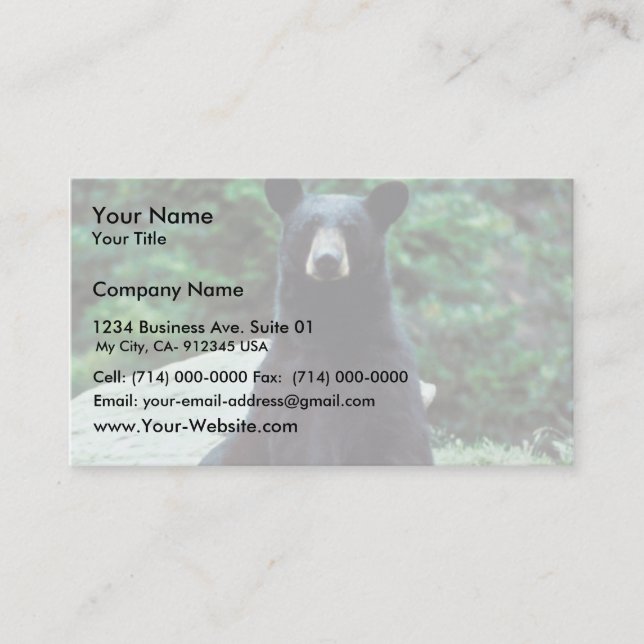 Black bear business card (Front)