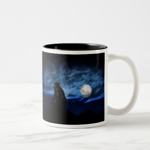 Black bear by moonlight Two_Tone coffee mug
