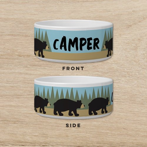 Black Bear Camping Dog Cat Pet Bowl