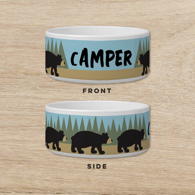Black Bear Camping Dog Cat Pet Bowl (Creator Uploaded)