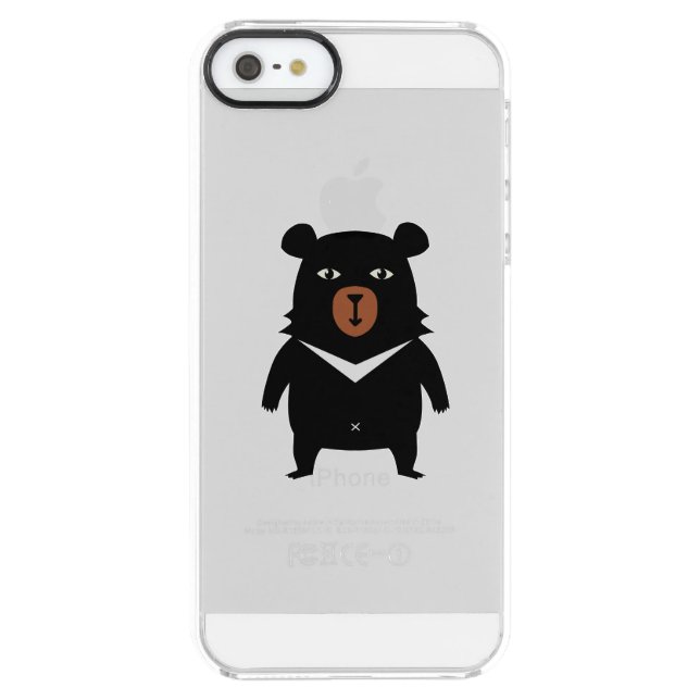 Black bear cartoon uncommon iPhone case (Back)