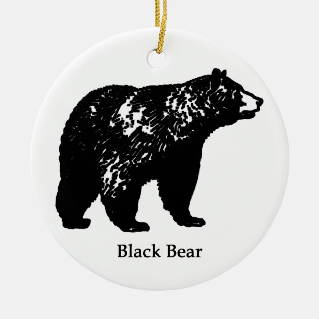 Black Bear Ceramic Ornament (Front)