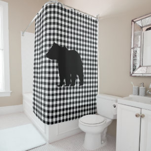 Black Bear Check Pattern Shower Curtain