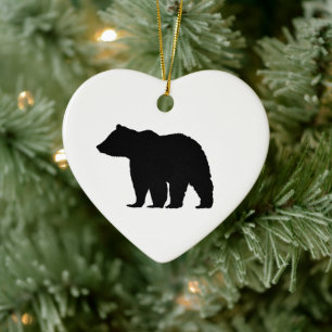 Black Bear Christmas Art Ceramic Ornament