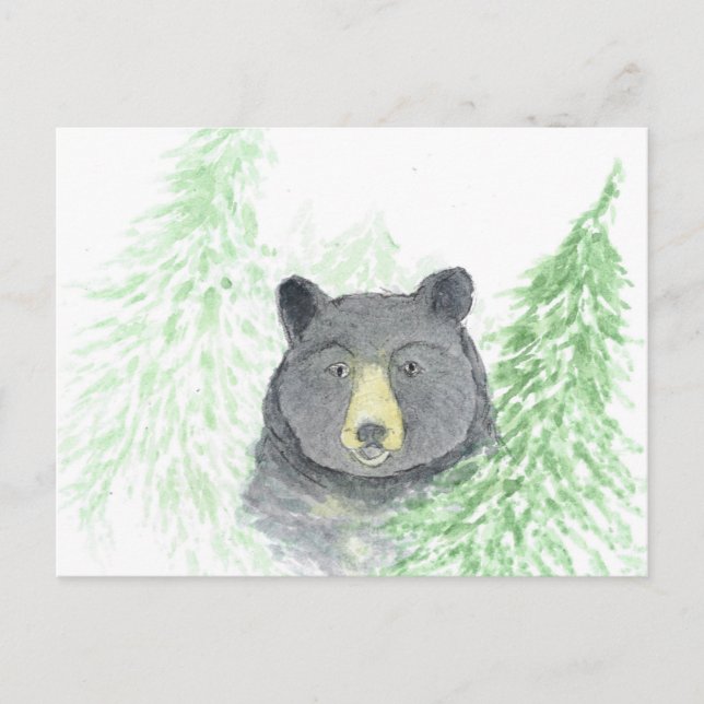 Black Bear Christmas Holiday Postcard (Front)