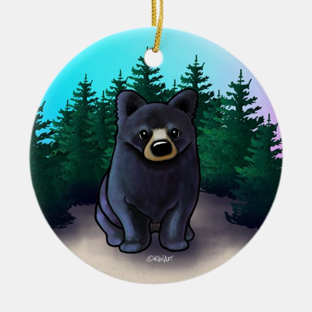 Black Bear Cub  Ceramic Ornament (Front)