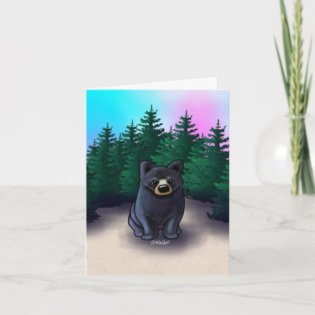 Black Bear Cub Letterpress Thank You Card (Front)