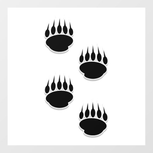 Black Bear Cub Paw Prints Floor Decals