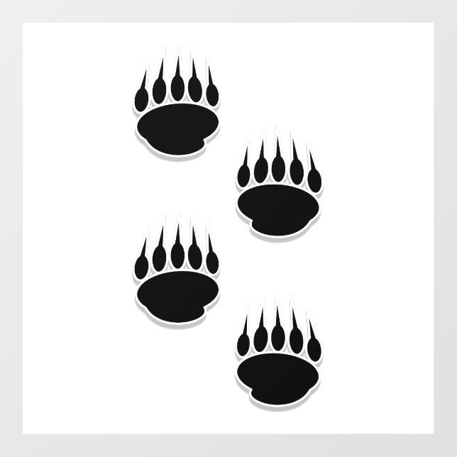 Black Bear Cub Paw Prints Floor Decals (Front)
