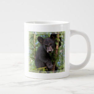 Black Bear Cub Playing in Trees Giant Coffee Mug
